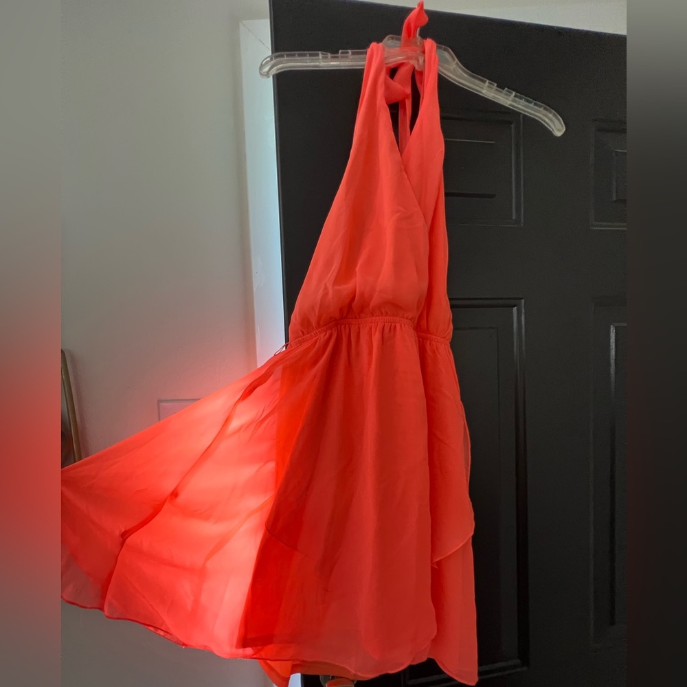 Coral cross top backless dress